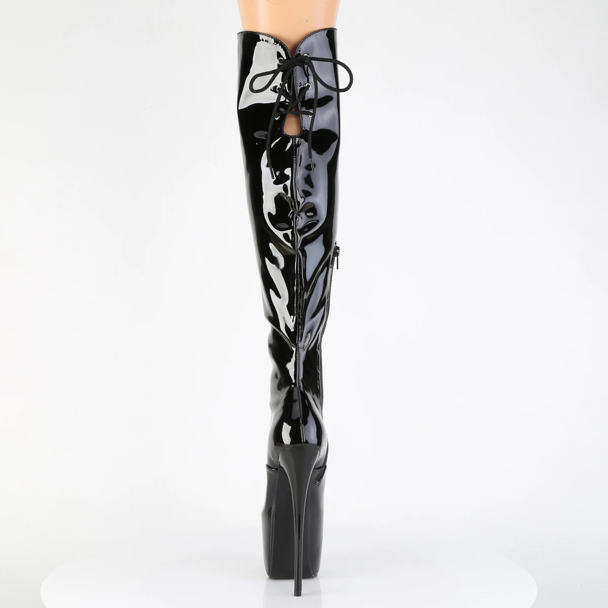 Black Patent 7 Inch Fetish Style Thigh Boots - Pleaser JUBILANT-3012 - Image 4