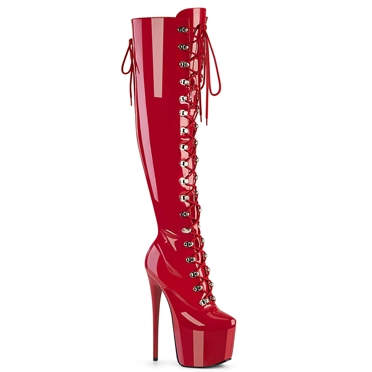 Red 7 Inch Pole Dance Thigh Boots - Pleaser JUBILANT-3012