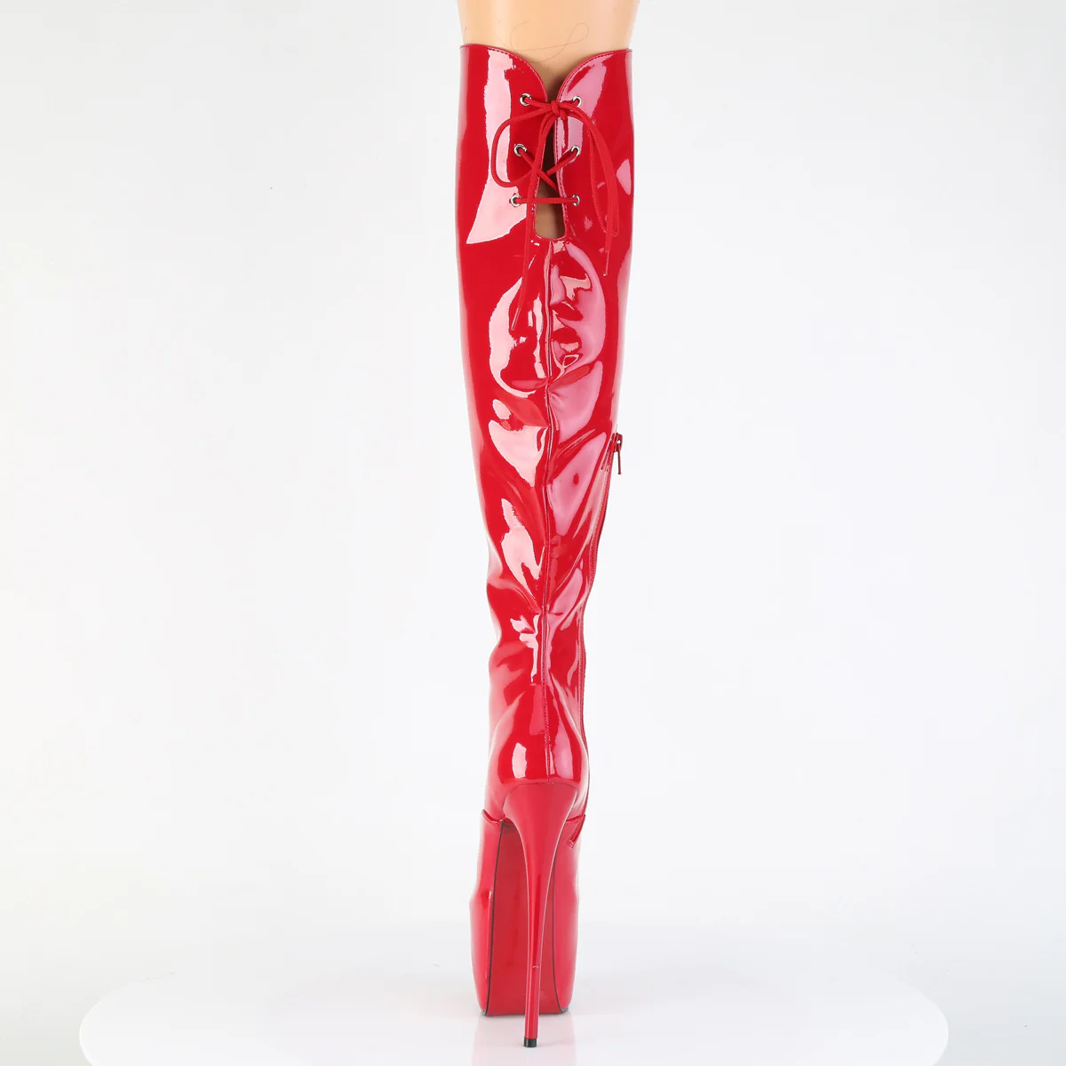 Red 7 Inch Pole Dance Thigh Boots - Pleaser JUBILANT-3012 - Image 4