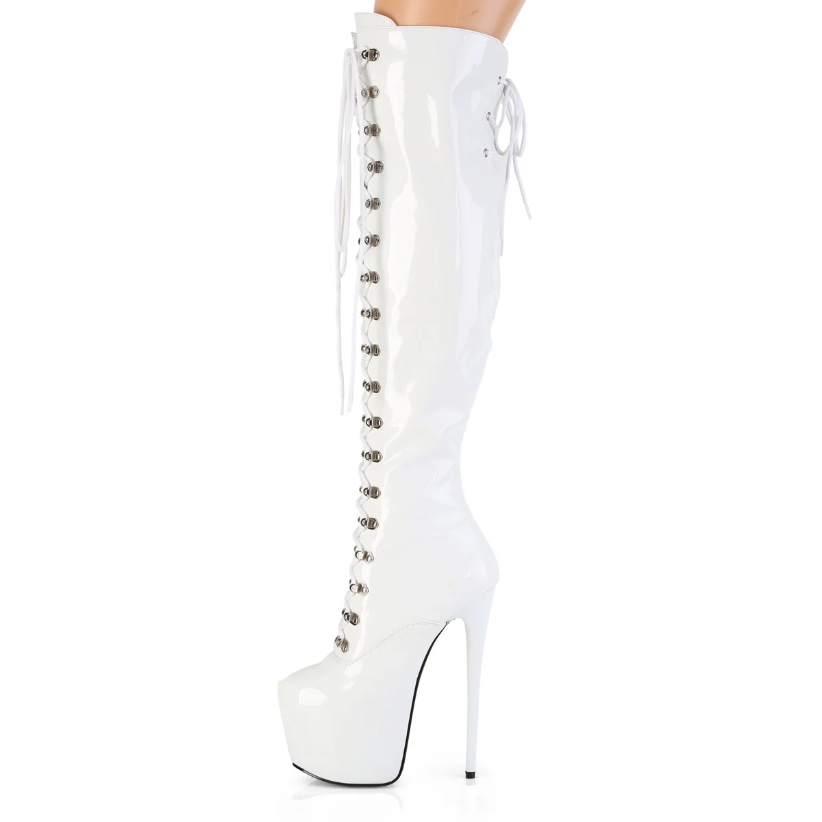 White 7 Inch Strippers Thigh Boots - Pleaser JUBILANT-3012 - Image 3