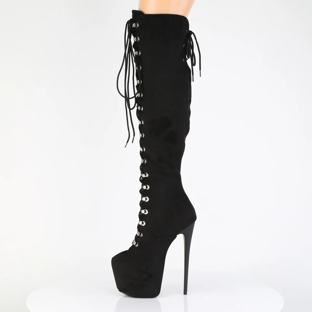 Black 7 Inch Pole Dancing Thigh Boots - Pleaser JUBILANT-3012FS - Image 3