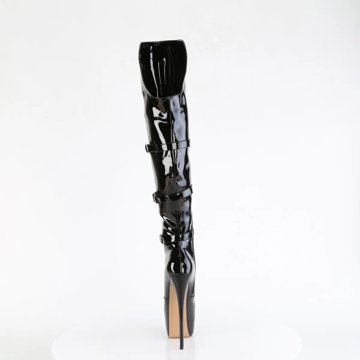 Black Patent 7 Inch Pole Dancing Thigh Boots -  Pleaser JUBILANT-3018 - Image 4