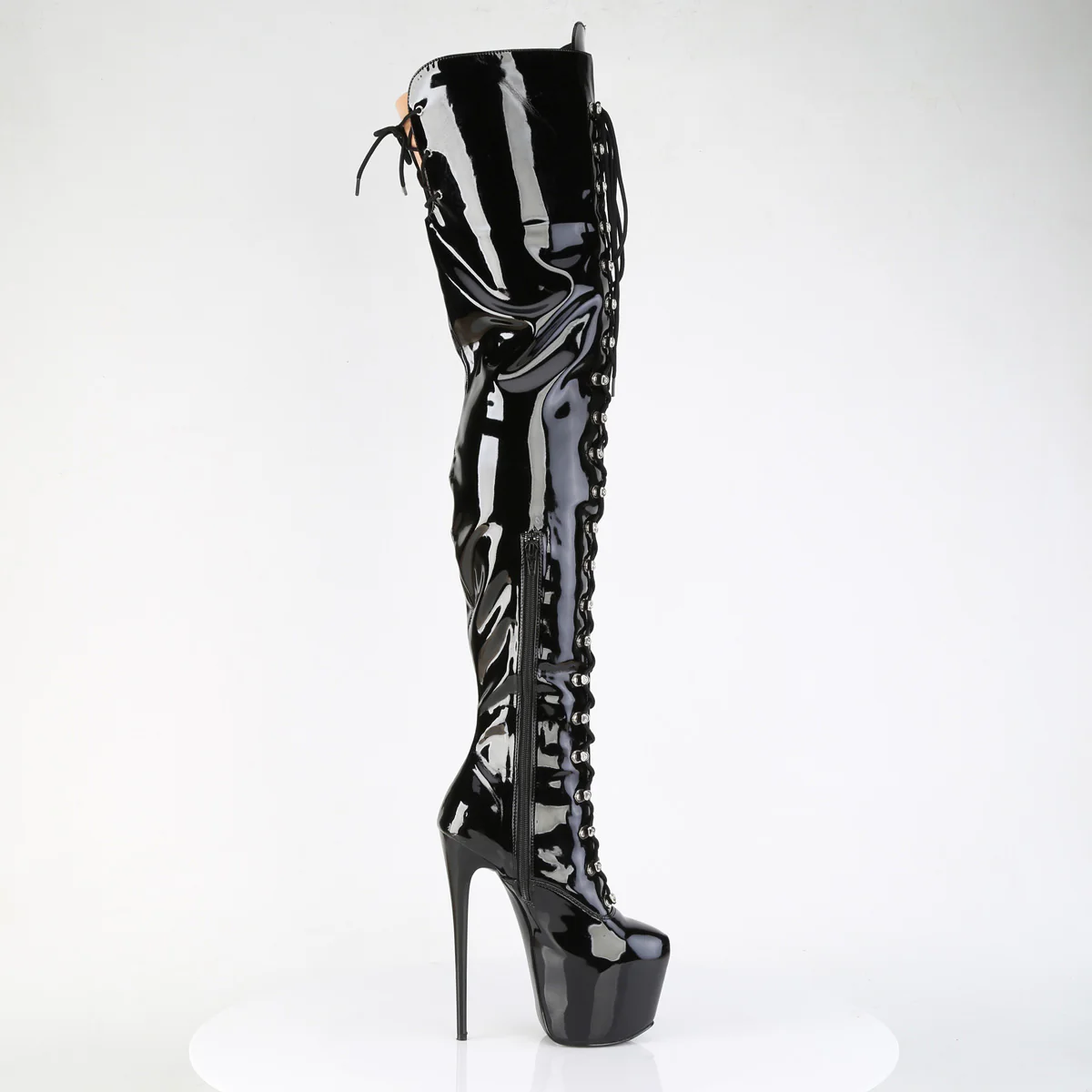 Black Patent 7 Inch Exotic Dancer Crotch Boots - Pleaser JUBILANT-4012 - Image 5