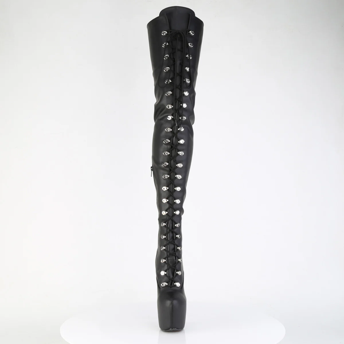 Black Faux Leather 7 Inch Exotic Dance Crotch High Boots - Pleaser JUBILANT-4012 - Image 2