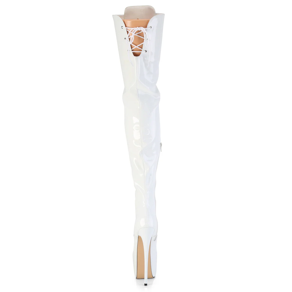 White 7 Inch Pole Dancer Ctotch Boots - Pleaser JUBILANT-4012 - Image 4
