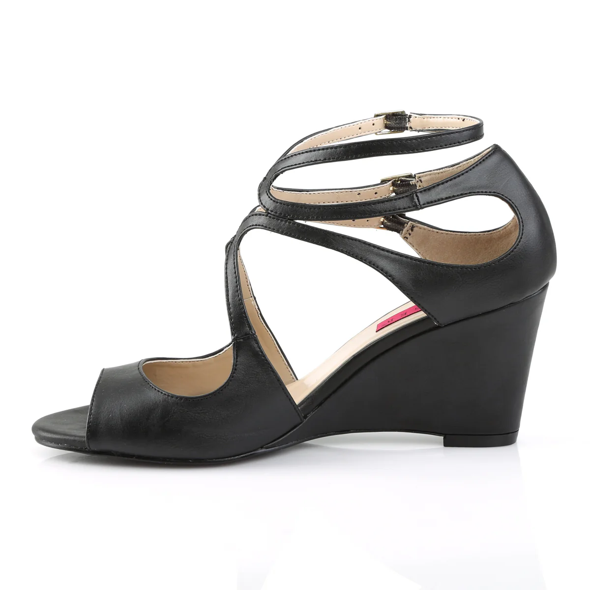 KIMBERLY-04 Pleaser Large Size Ladies Shoes 3 Inch Heel Black Wedge Shoes - Image 3