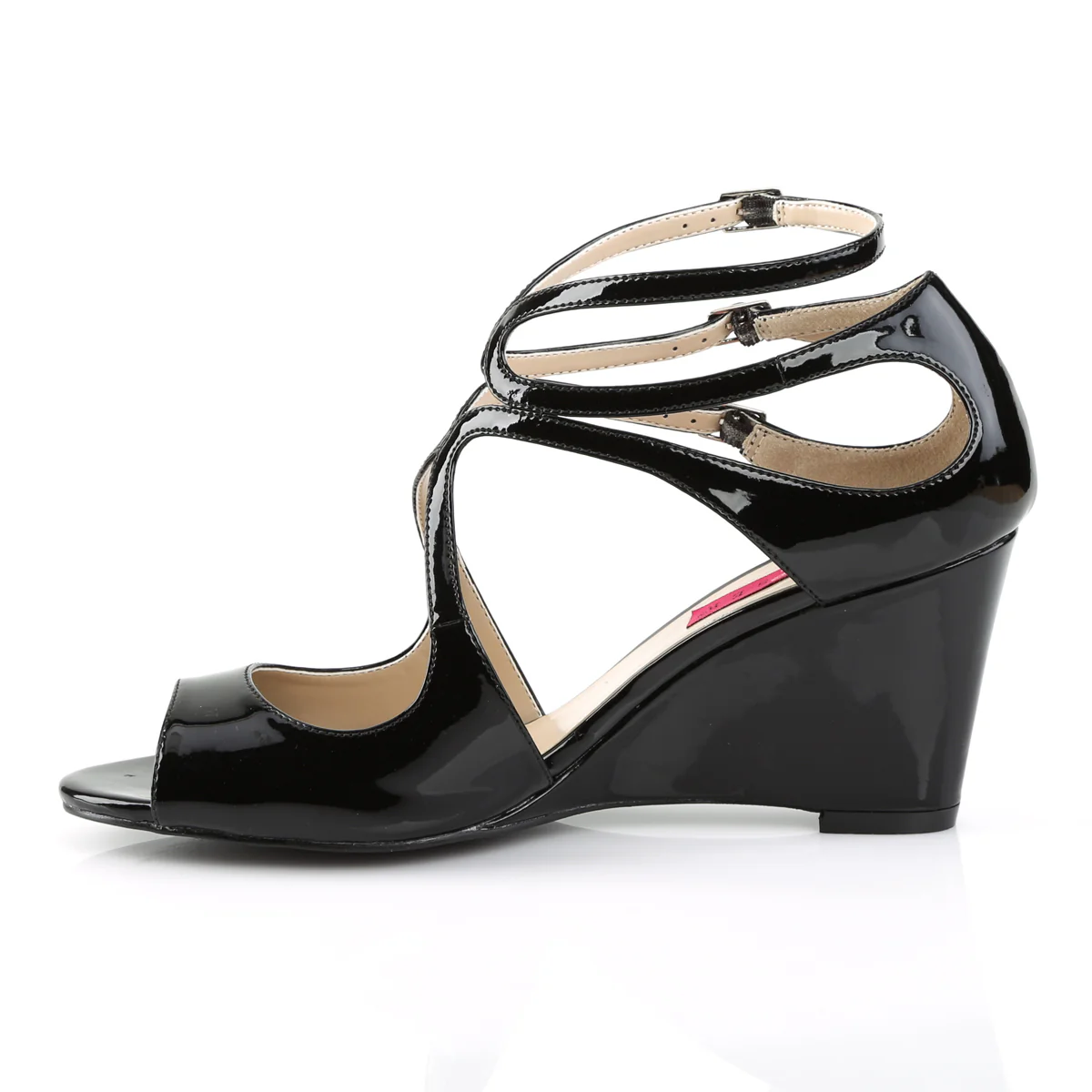 KIMBERLY-04 Large Size Ladies Shoes 3" Heel Black Patent Fetish Footwear - Image 3