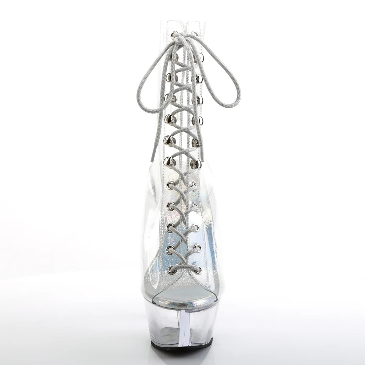 Clear 6 Inch Pole Dancing Ankle Boots - Pleaser KISS-1016C - Image 2