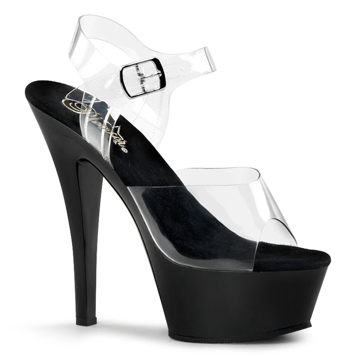 Clear Black 6 Inch Pole Dance Platform Shoes -  Pleaser KISS-208 - Image 6