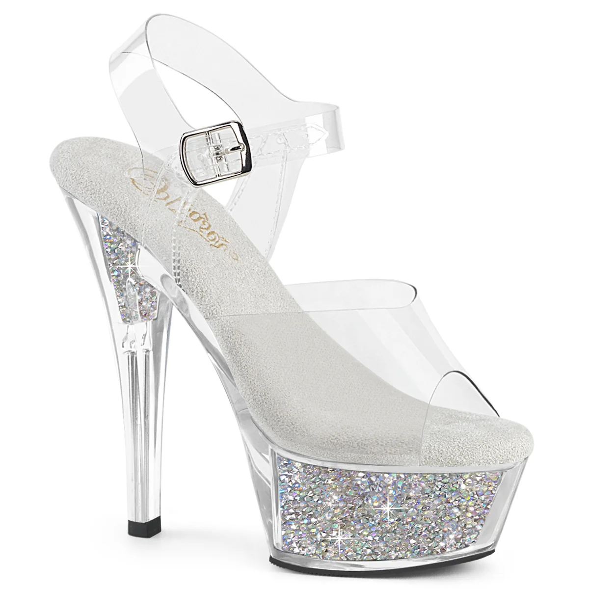 Clear Bling 6 Inch Pole Dance Platform Shoes - Pleaser KISS-208RSI