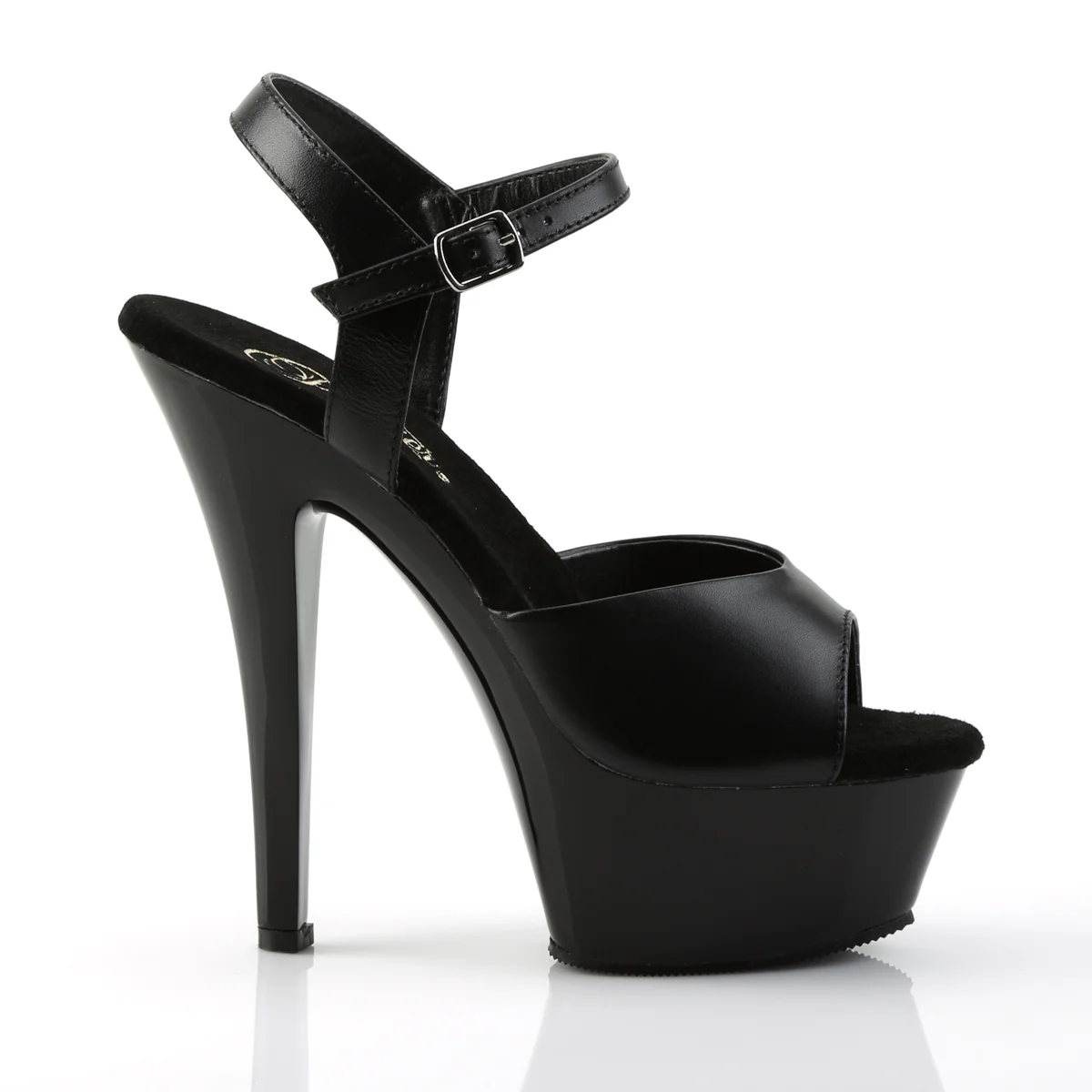 Black Leather 6 Inch Pole Dance Platform Shoes - Pleaser KISS-209 - Image 5