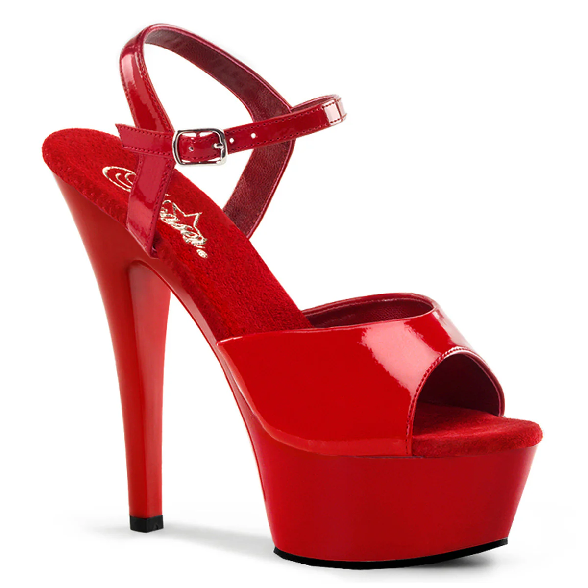 Red 6 Inch Pole Dance Platform Shoes - Pleaser KISS-209 - Image 6