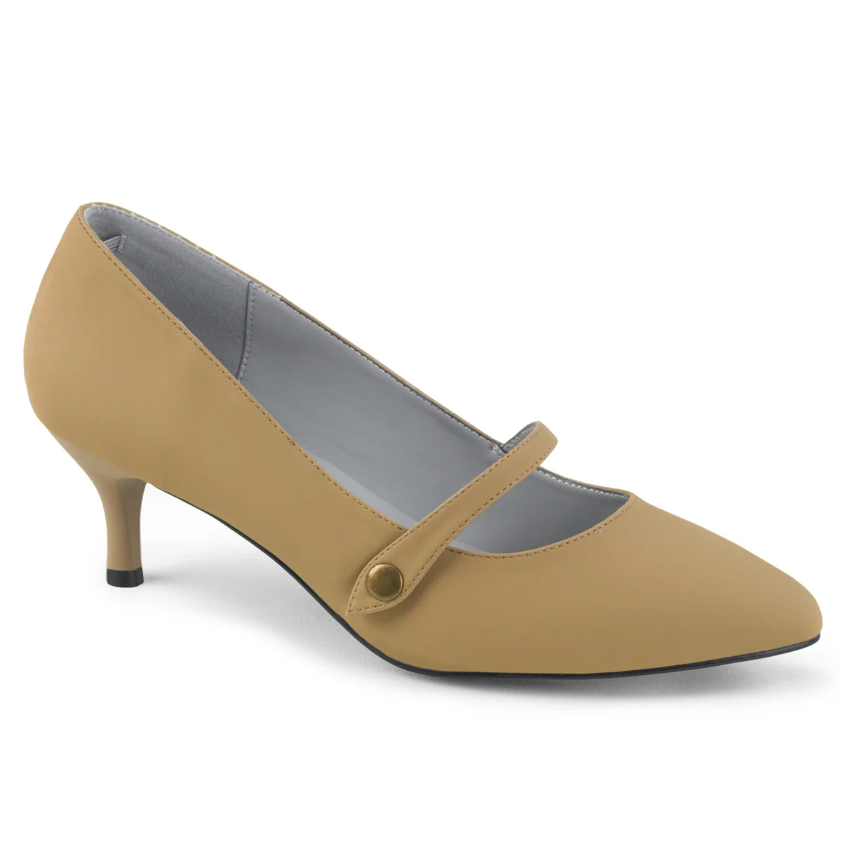 KITTEN-03 Large Size Ladies Shoes 2.5" Heel Taupe Nubuck Kitten Heels