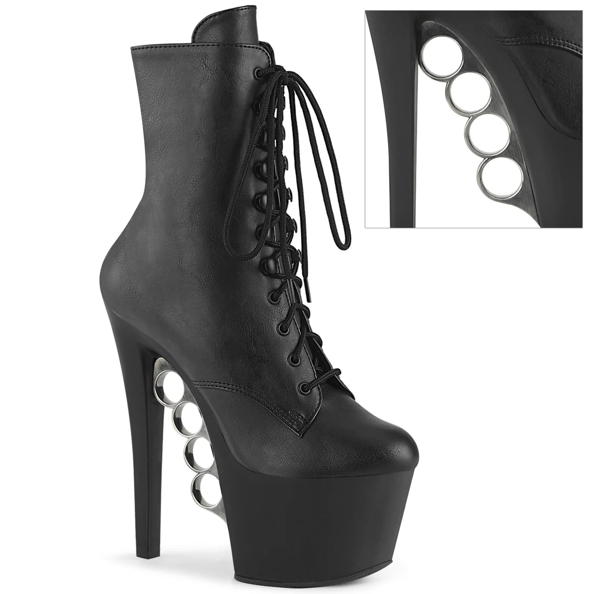 Black 7 Inch Pole Dance Ankle Boots - Pleaser KNUCKS-1020