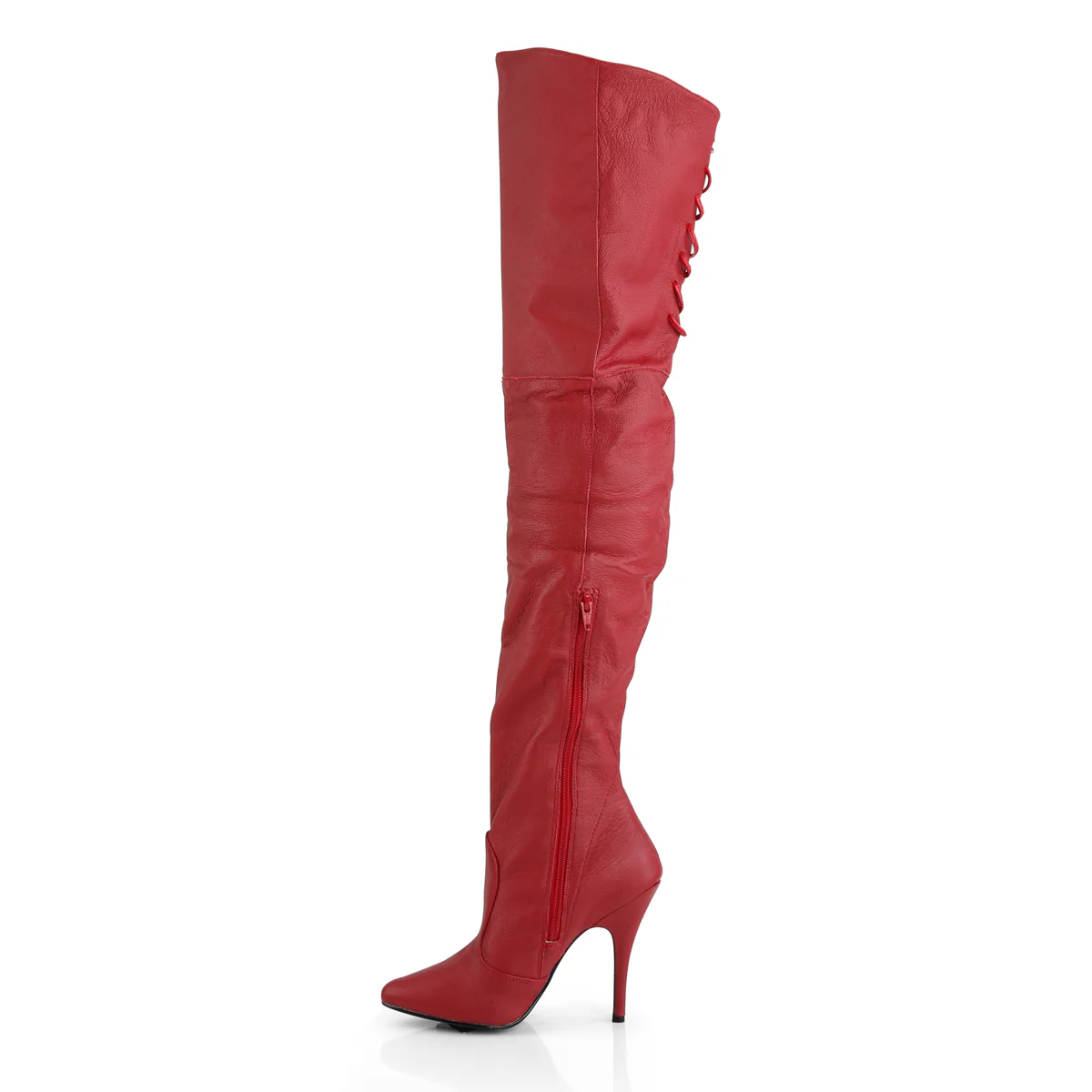 Red Leather (P) 5 Inch Fetish Dancer Fetish Thigh Boots -  Pleaser LEGEND-8899 - Image 3