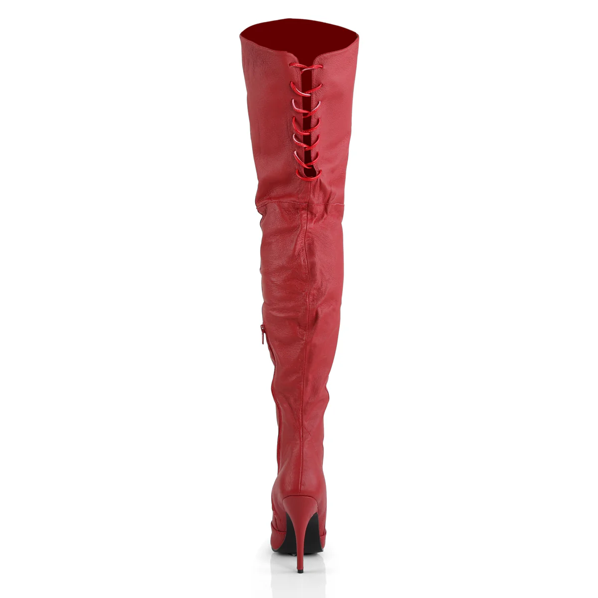 Red Leather (P) 5 Inch Fetish Dancer Fetish Thigh Boots -  Pleaser LEGEND-8899 - Image 4