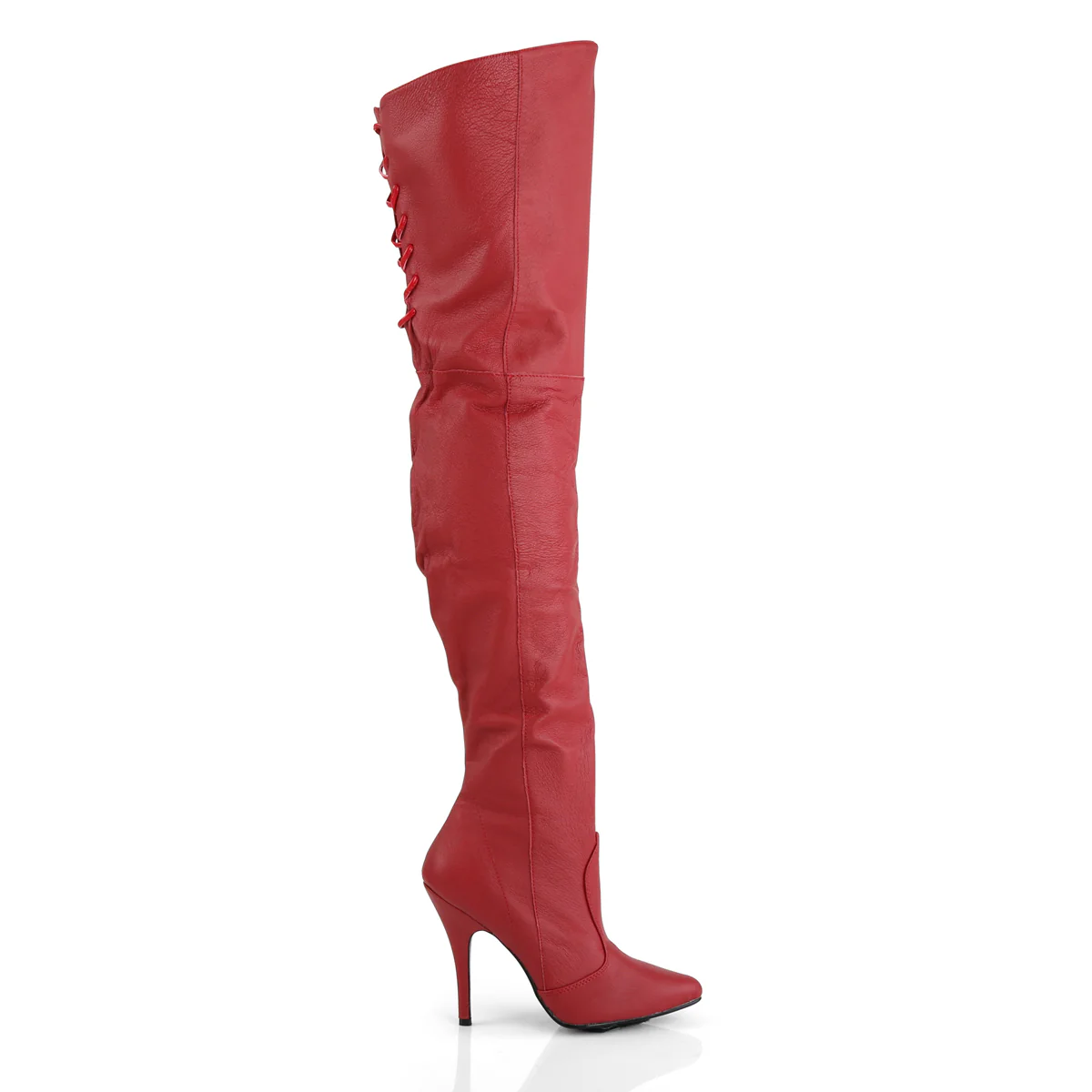 Red Leather (P) 5 Inch Fetish Dancer Fetish Thigh Boots -  Pleaser LEGEND-8899 - Image 5