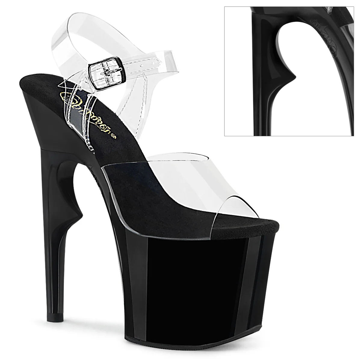 Clear Black 7 Inch Fetish Dancer Platform Shoes - Pleaser LOVETHORN-708