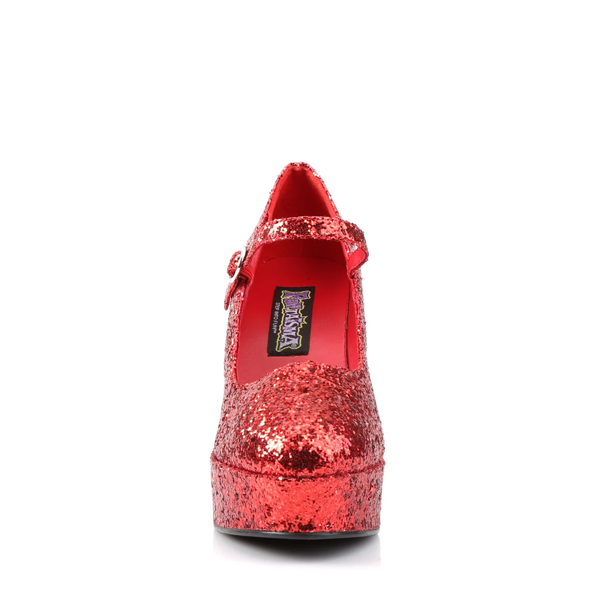 Red Glitter 4 Inch Wide Dolly Shoes -  Funtasma MARYJANE-50G - Image 2