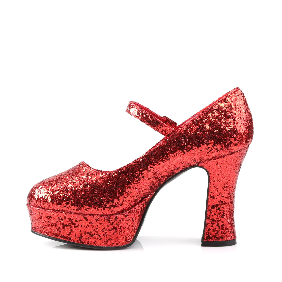 Red Glitter 4 Inch Wide Dolly Shoes -  Funtasma MARYJANE-50G - Image 3