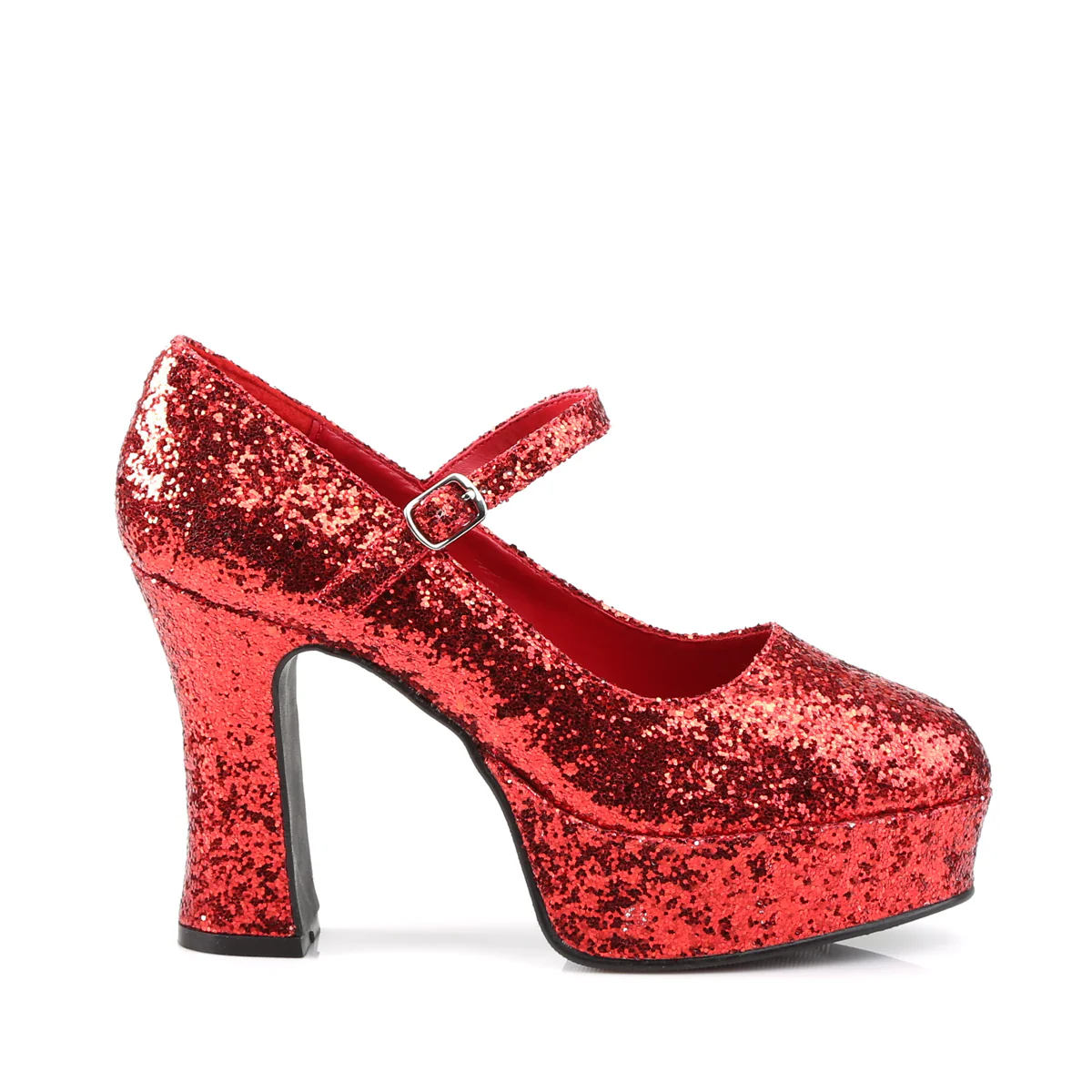 Red Glitter 4 Inch Wide Dolly Shoes -  Funtasma MARYJANE-50G - Image 5