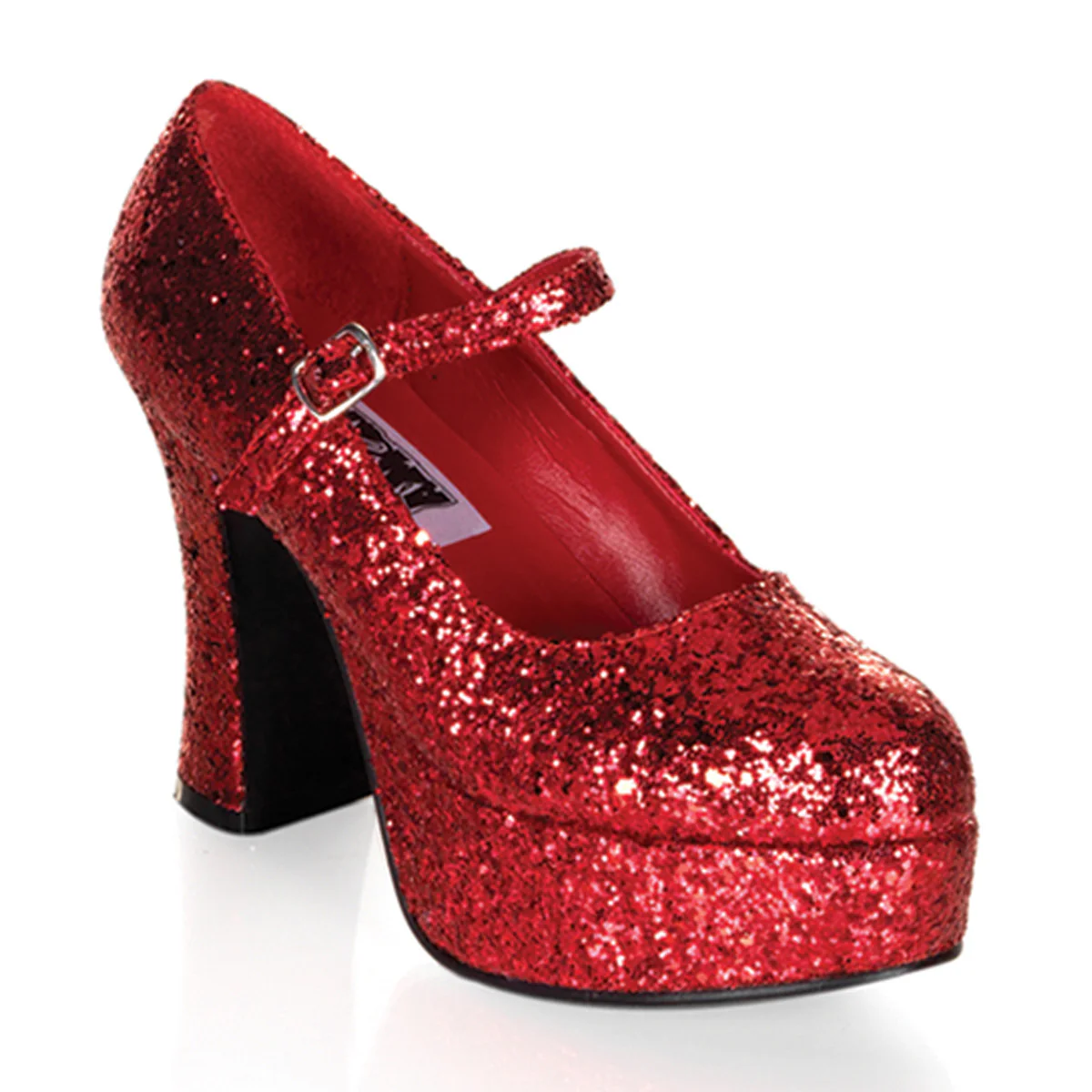 Red Glitter 4 Inch Wide Dolly Shoes -  Funtasma MARYJANE-50G - Image 6