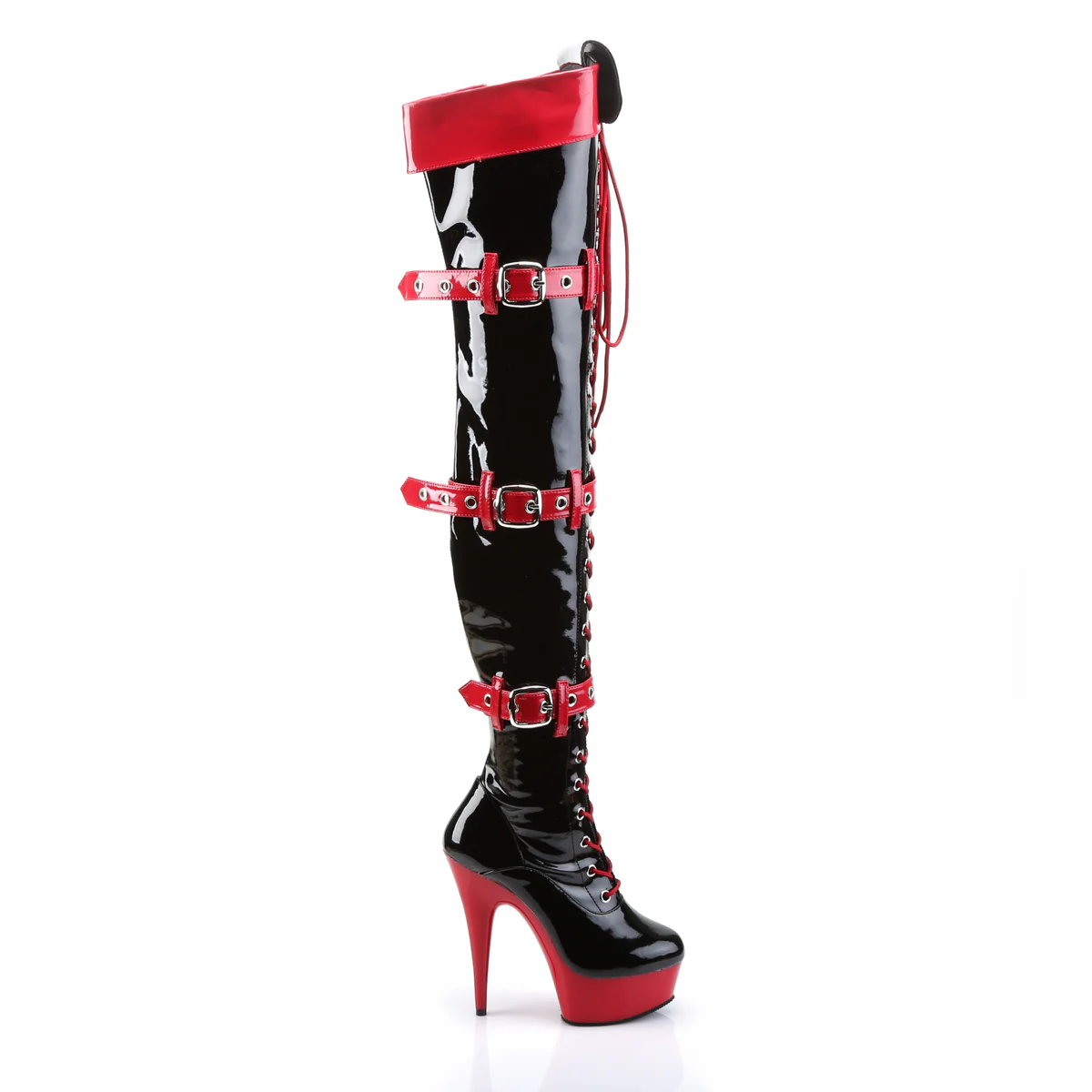 Black Red 6 Inch Fancy Dress Boots - Funtasma MEDIC-3028 - Image 5