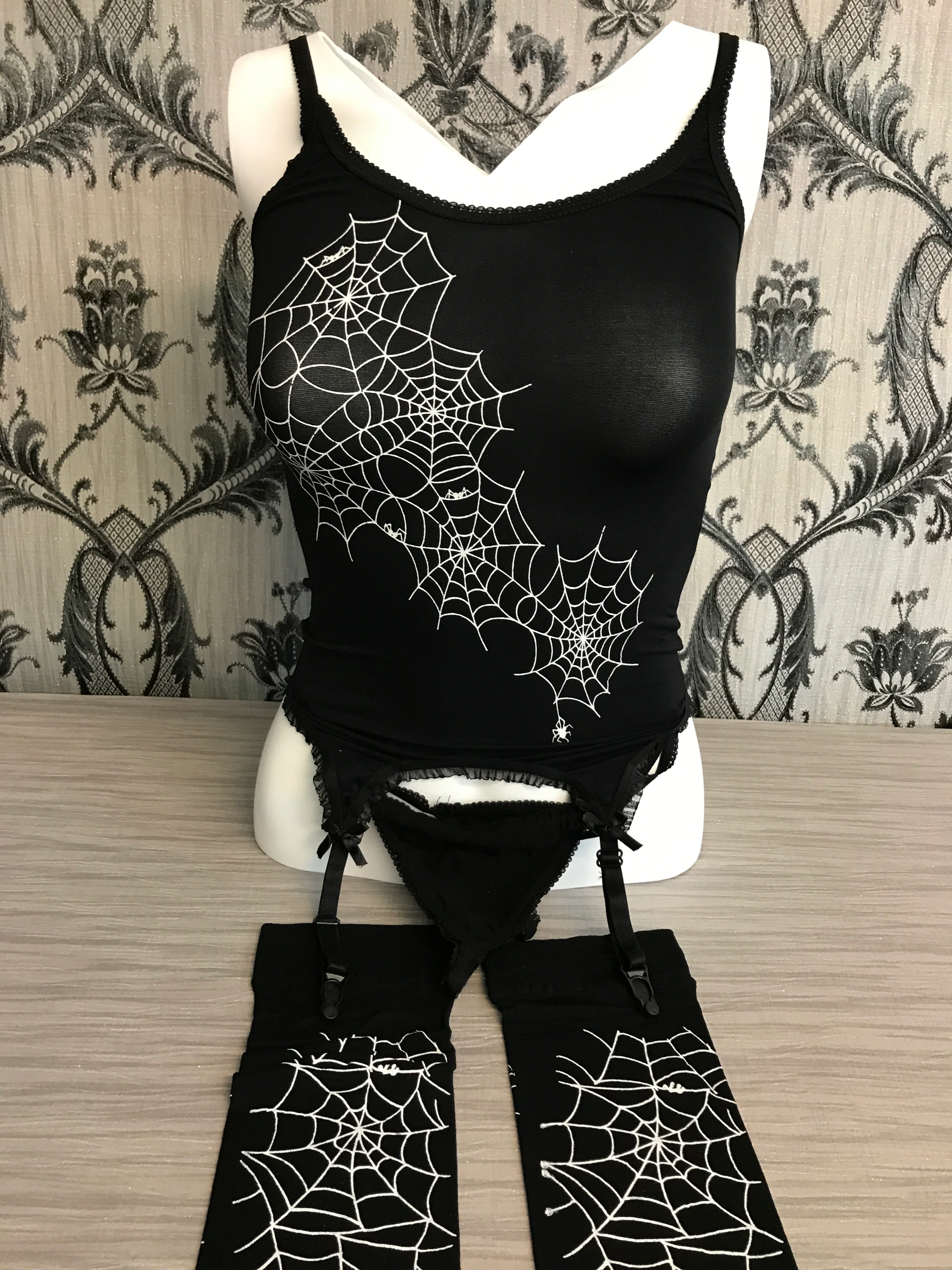 ML2117 Music Legs Spiderweb Top and Thigh High Set - Image 2