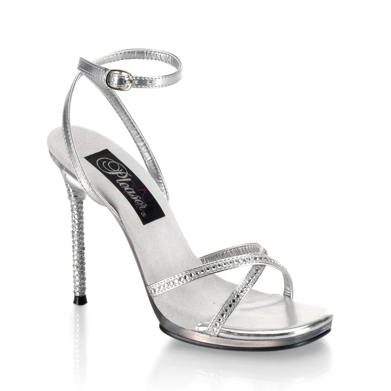 MONROE-28 Pleaser Silver Clear High Heel Alternative Footwear Discontinued Sale Stock