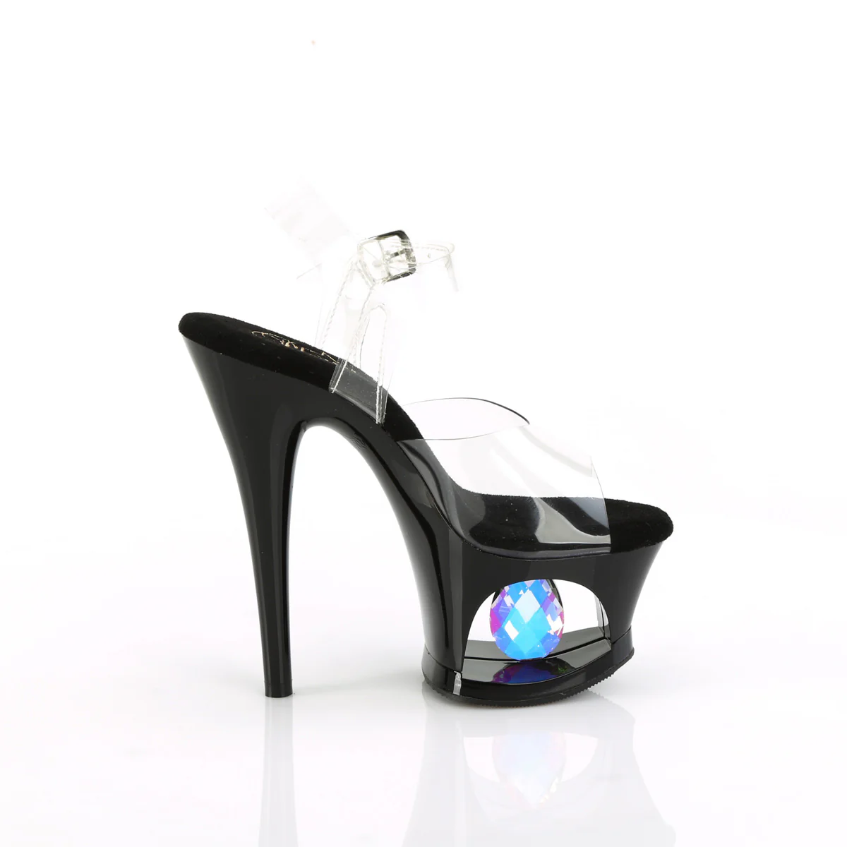Clear Black 7 Inch Pole Dancing Platform Shoes -  Pleaser MOON-708DIA - Image 5