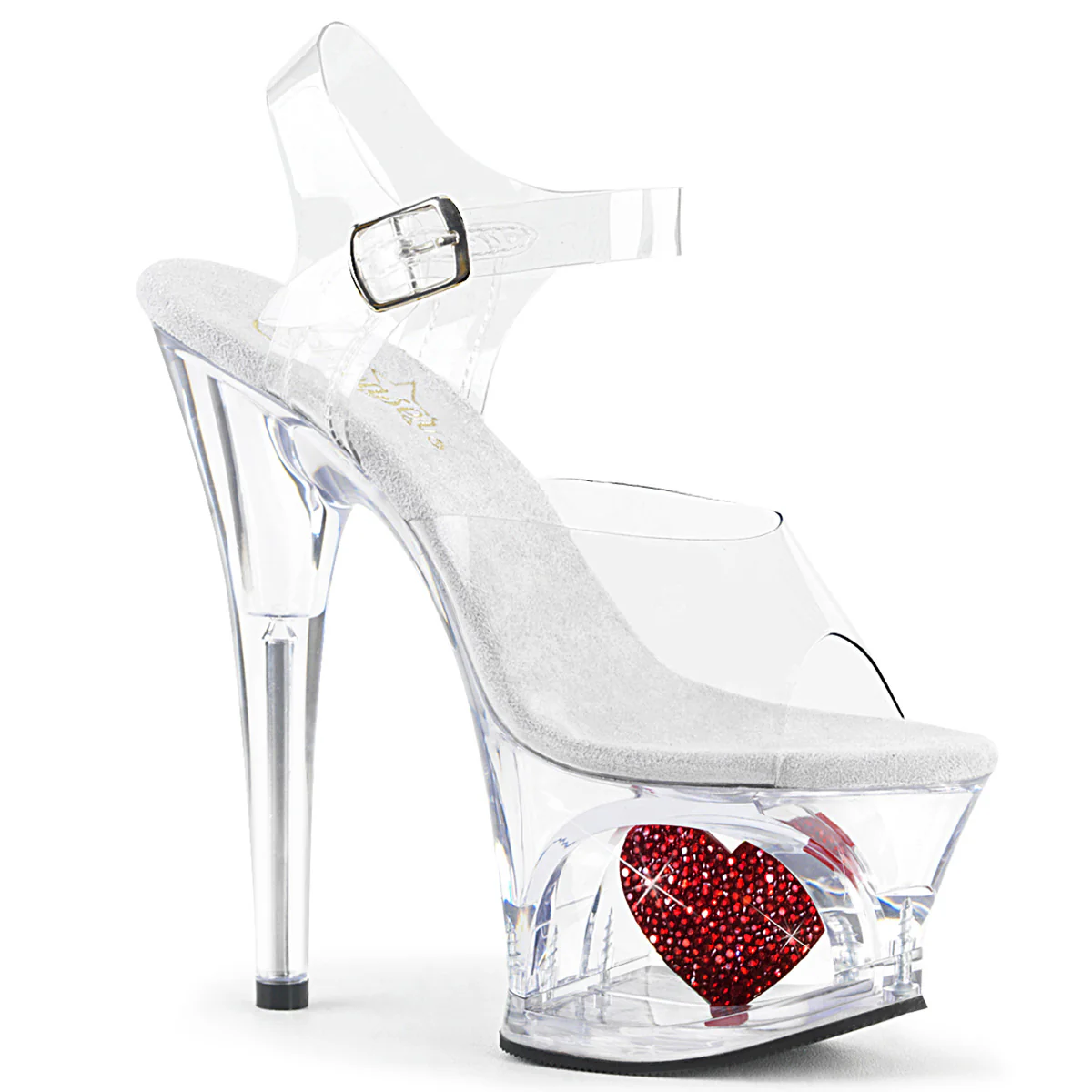 Clear Red 7 Inch Fetish Dancer Platform Shoes - Pleaser MOON-708HRS