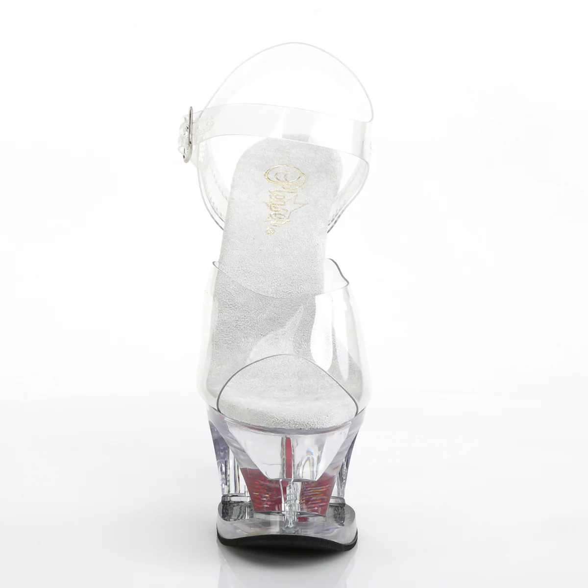 Clear Red 7 Inch Fetish Dancer Platform Shoes - Pleaser MOON-708HRS - Image 2