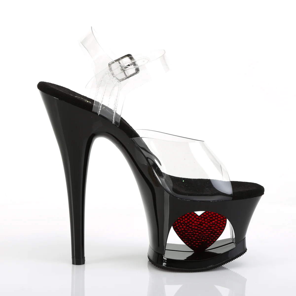 Black Red 7 Inch Pole Dance Platform Shoes -  Pleaser MOON-708HRS - Image 5