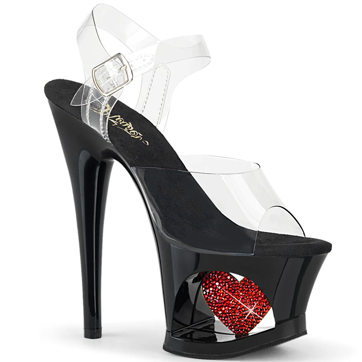 Black Red 7 Inch Pole Dance Platform Shoes -  Pleaser MOON-708HRS - Image 6