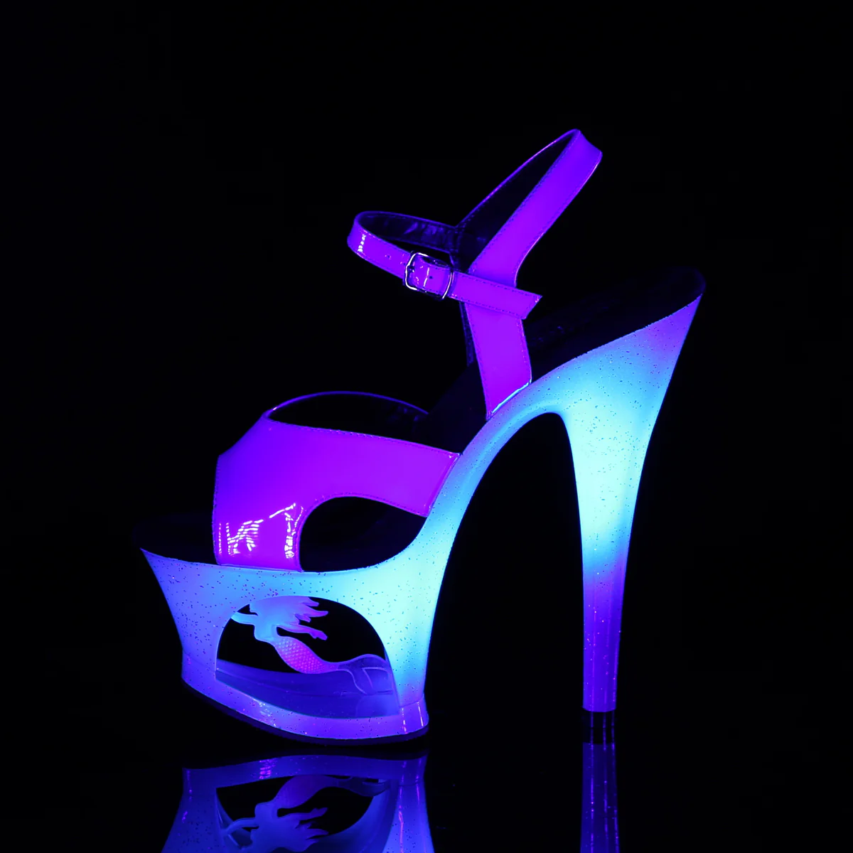 Blue 7 Inch Fetish Dancer Platform Shoes - Pleaser MOON-711MER - Image 3