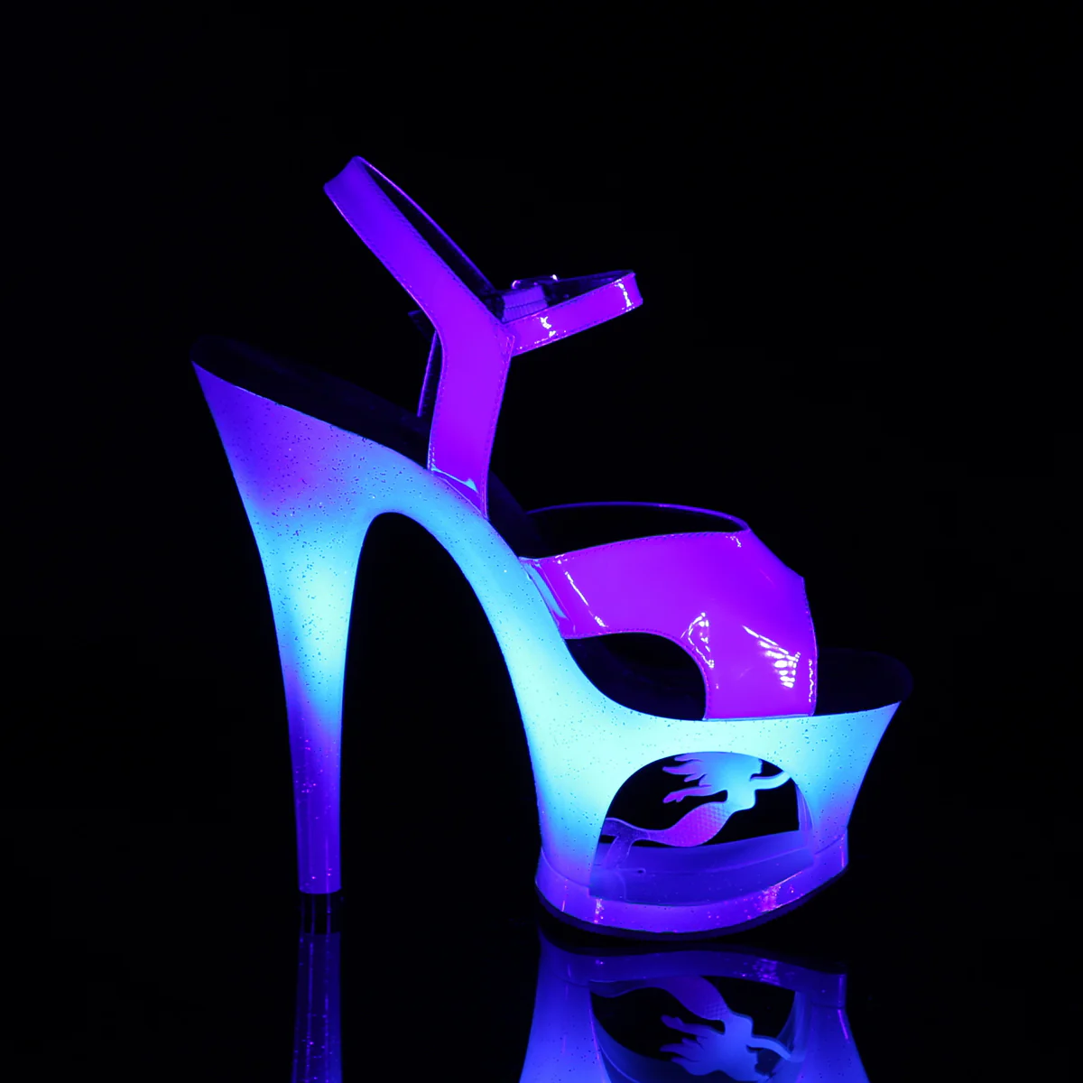 Blue 7 Inch Fetish Dancer Platform Shoes - Pleaser MOON-711MER - Image 5