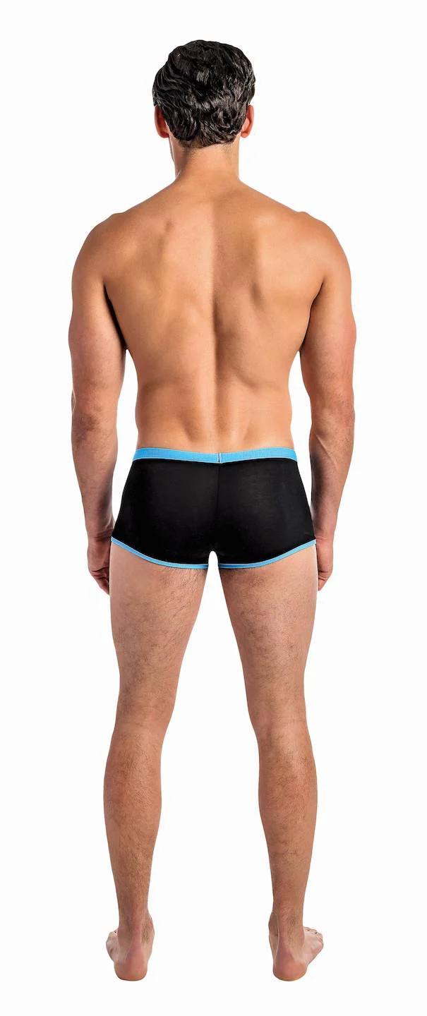 MP141230 Malepower Cutout Mini Short - Turq/Black - Image 2