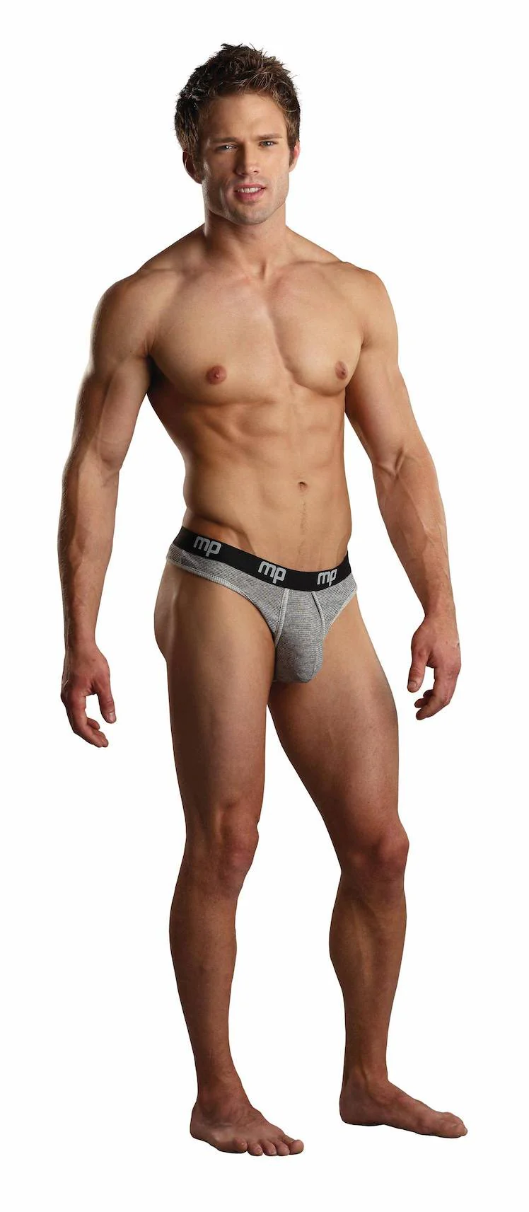 MP436198 Malepower Lo Rise Enhancer Thong - Grey