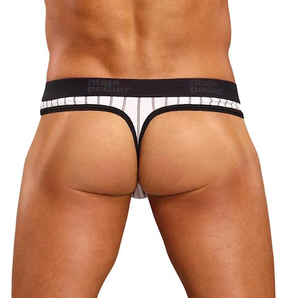 MP447172 Malepower Male Power Lo Rise Panel Thong White/Black - Image 2