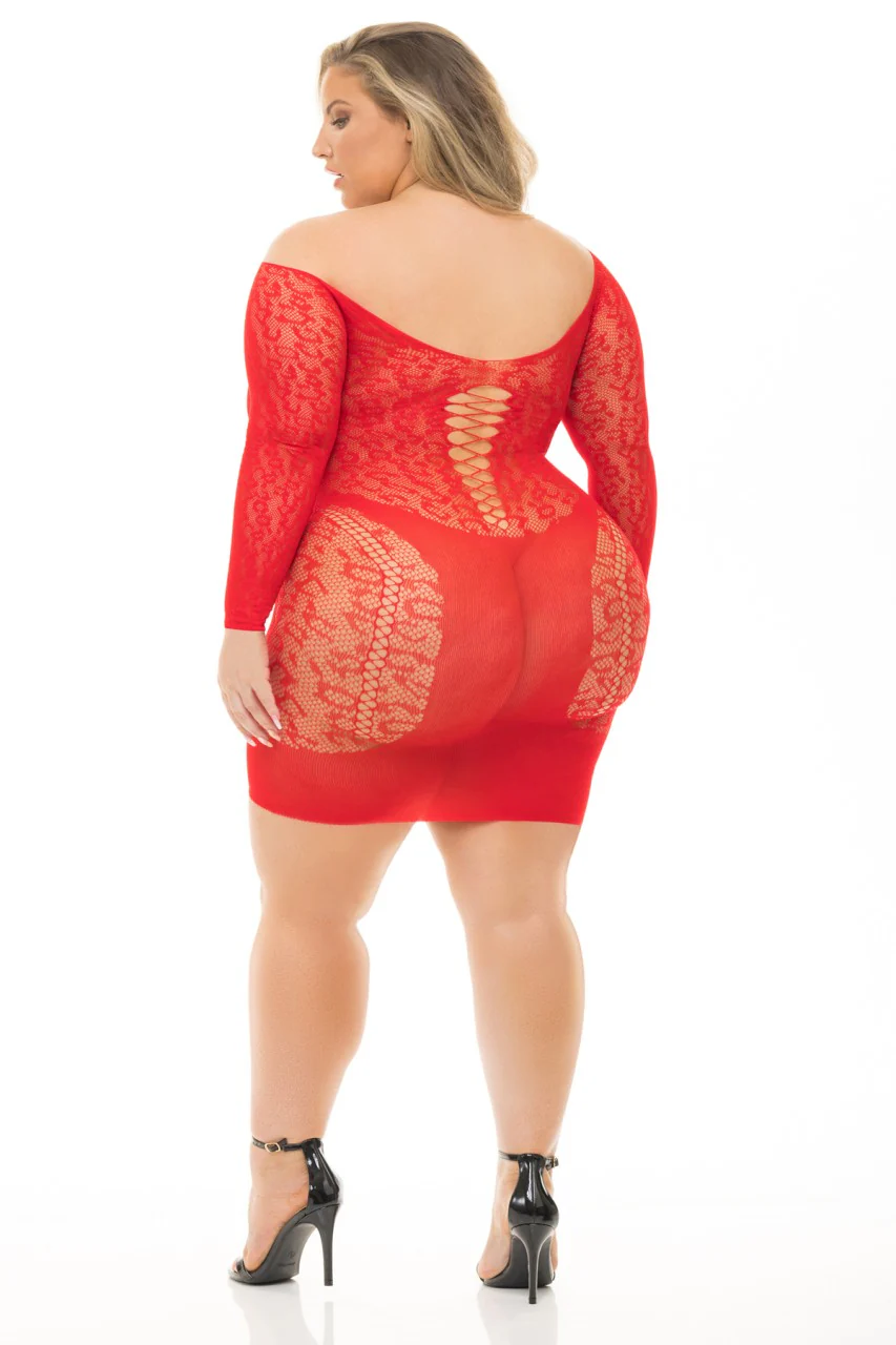 PL25116X Pink Lipstick Plus Size Sexy Lingerie Dress - Image 6
