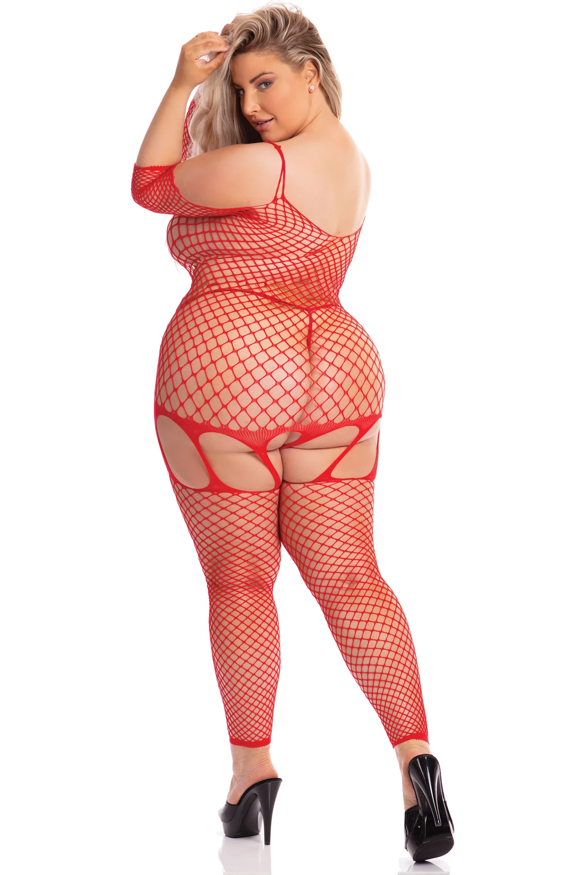 PL27047X Sexy Lingerie Bedroom Wear Lipstick In My Head Net Bodystocking - Image 2