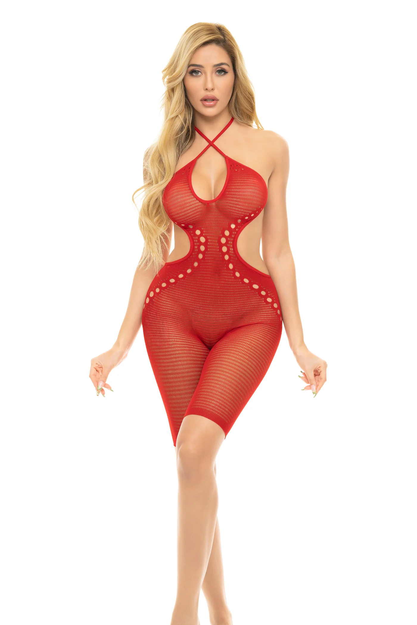 PL27056 Pink Lipstick Fill Me In Bodystocking - Image 3
