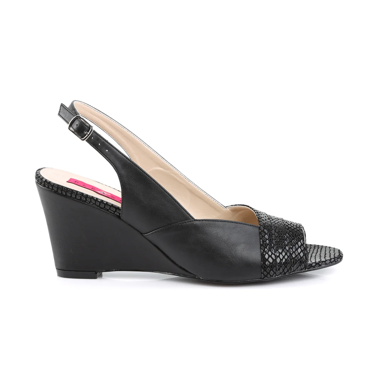 KIMBERLY-01SP Large Size Ladies Shoes 3" Heel Black wedge Footwear - Image 5