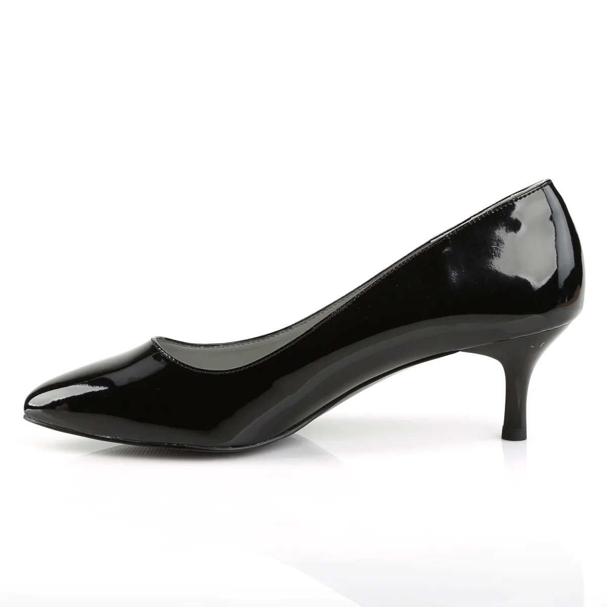 KITTEN-01 Large Size Ladies Shoes 2.5" Heel Black Patent Fetish Footwear - Image 3