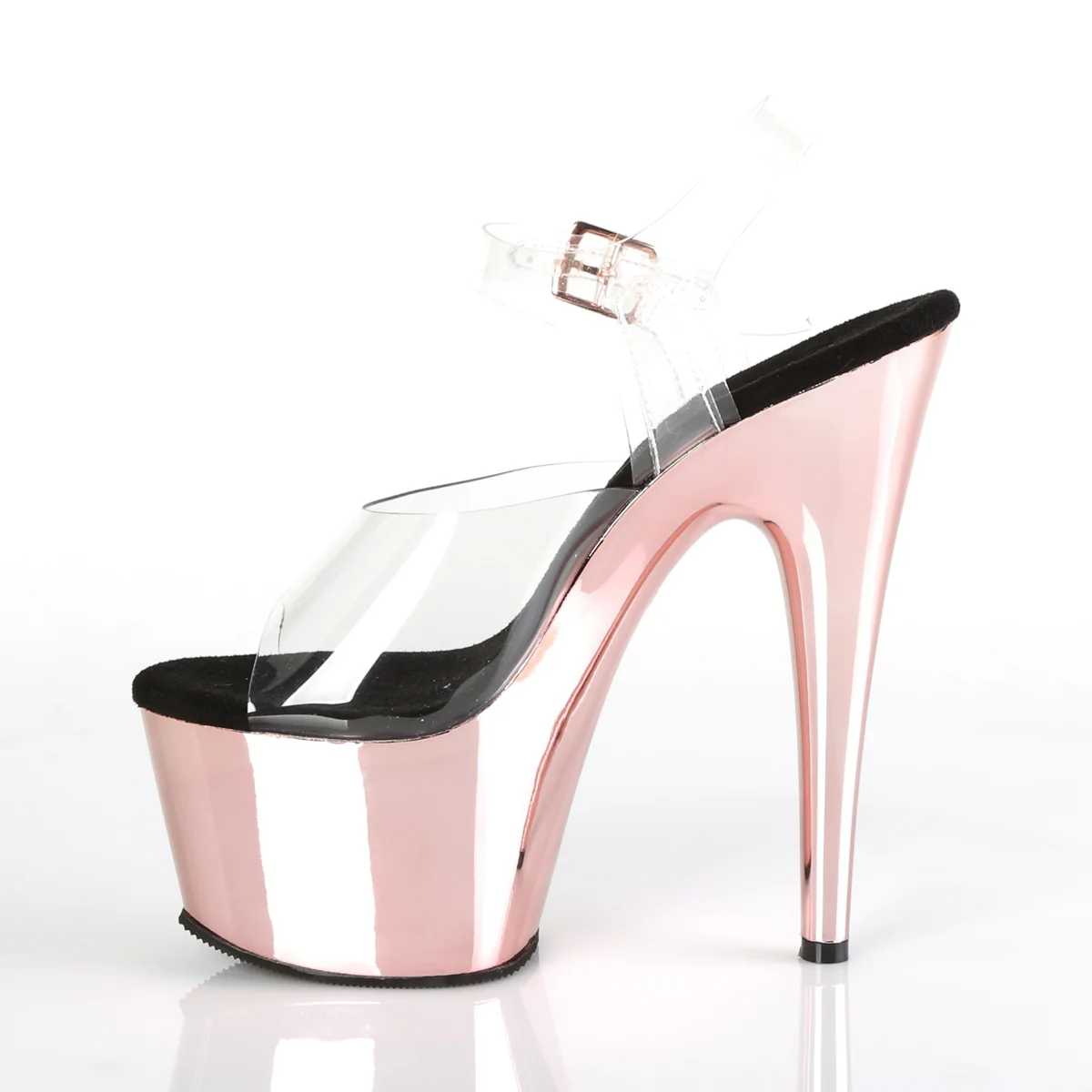 Rose Gold Chrome 7 Inch Pole Dancer Platform Shoes -  Pleaser ADORE-708 - Image 3
