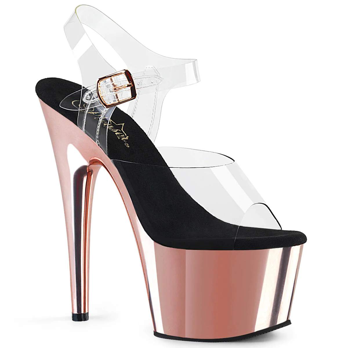 Rose Gold Chrome 7 Inch Pole Dancer Platform Shoes -  Pleaser ADORE-708 - Image 6