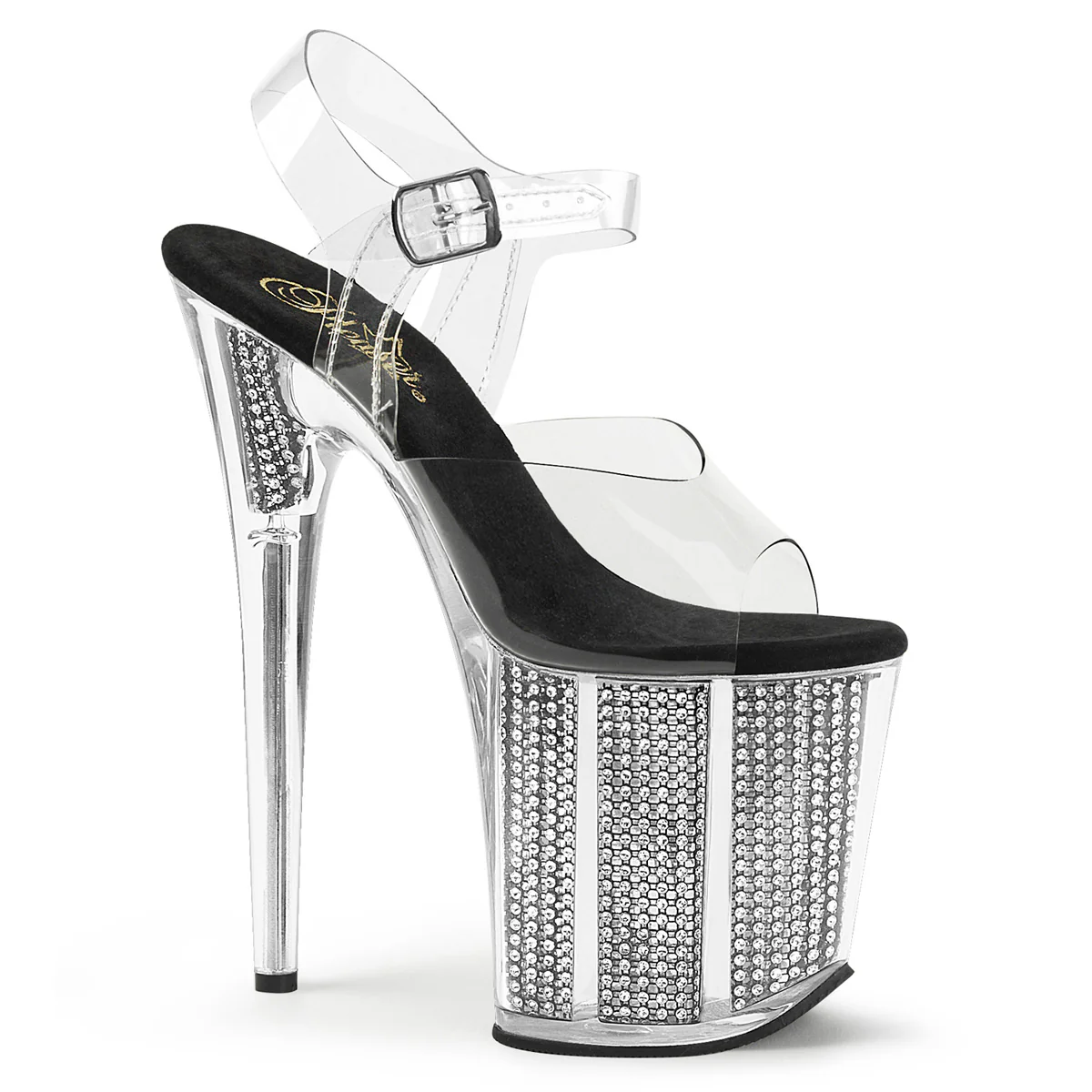 Clear Black 8 Inch Sexy Platform Pole Heels -  Pleaser FLAMINGO-808SRS