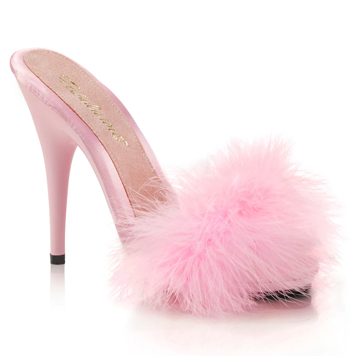 Baby Pink 5 Inch Bedroom Shoes - Fabulicious POISE-501F - Image 6