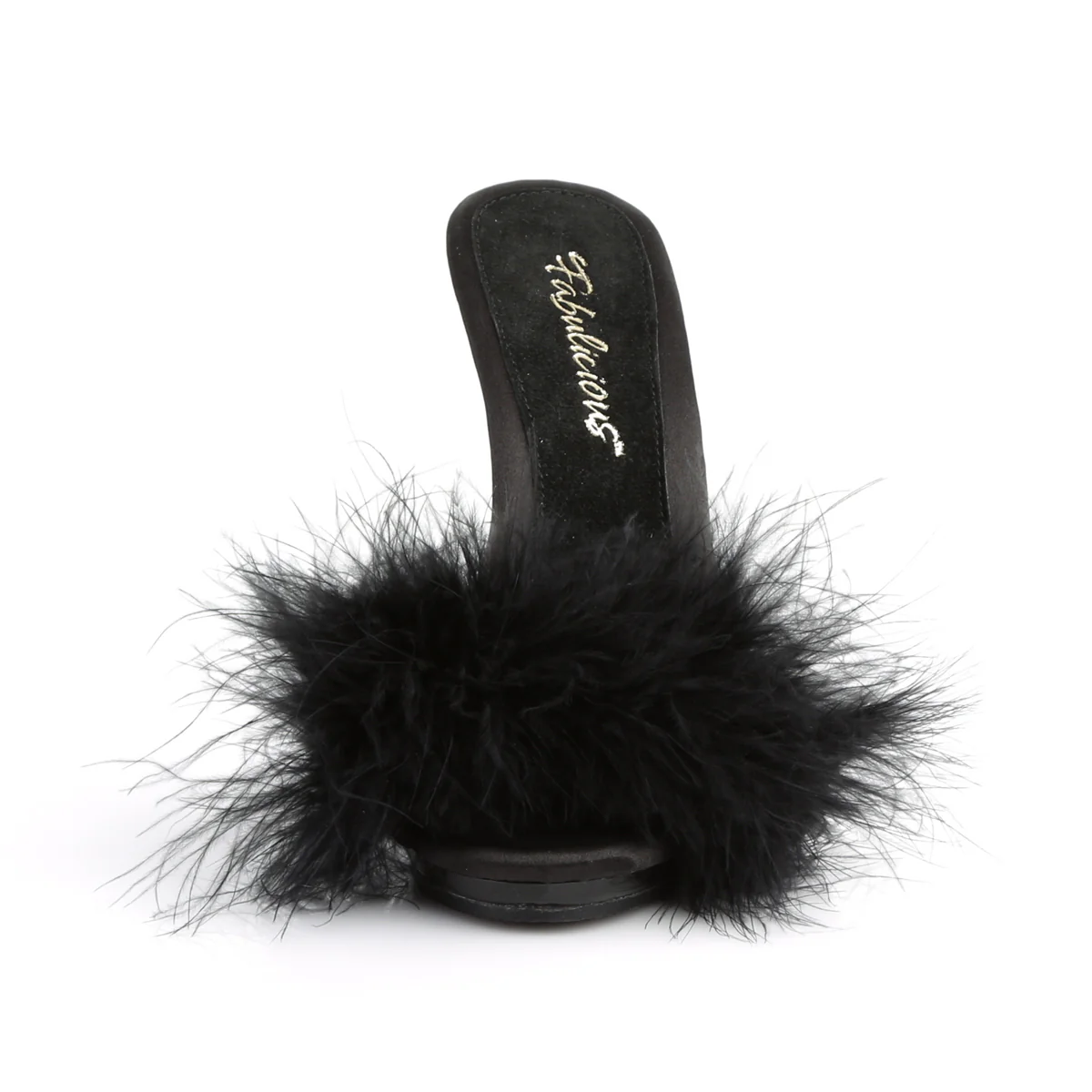 Black Satin 5 Inch Bedroom Shoes - Fabulicious POISE-501F - Image 2
