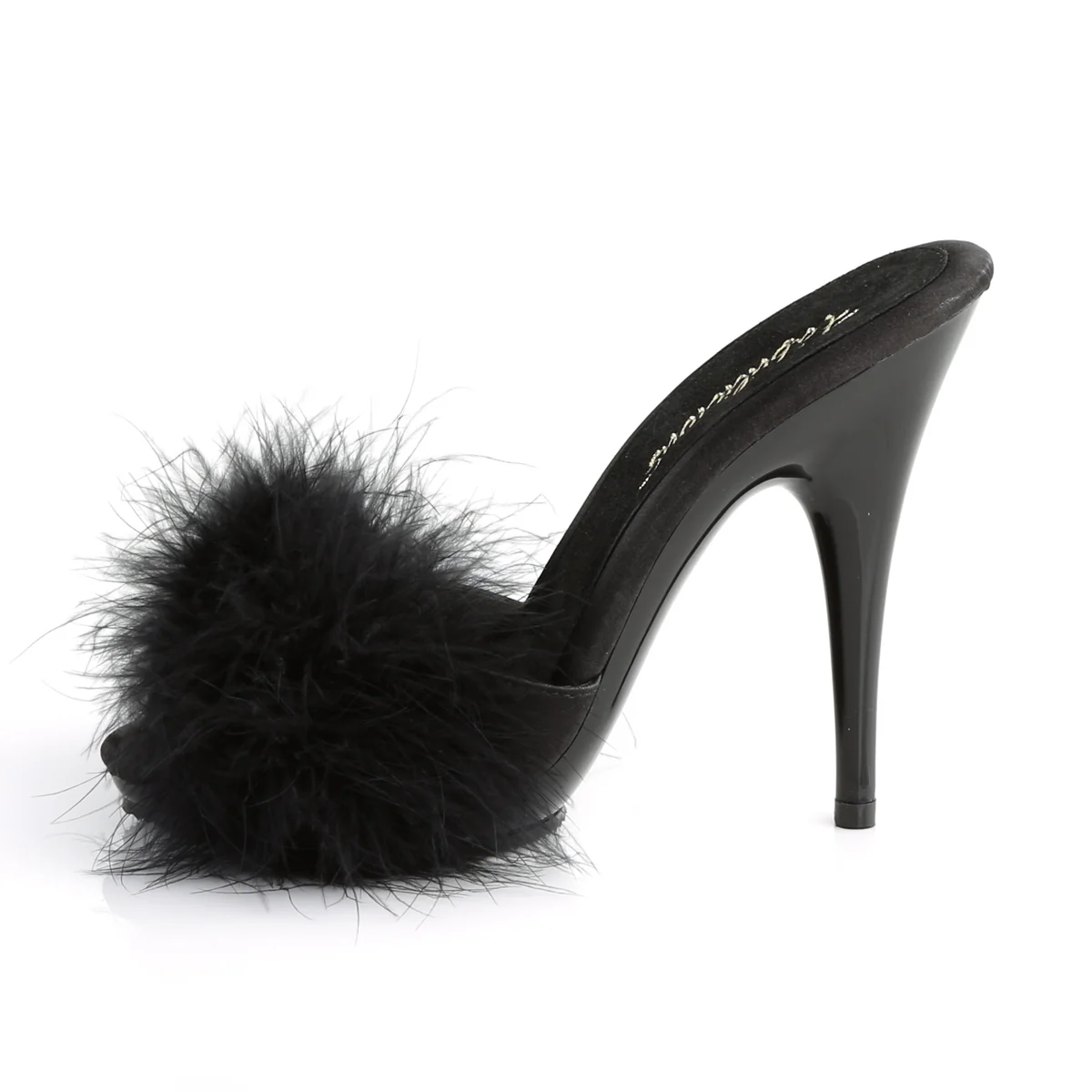 Black Satin 5 Inch Bedroom Shoes - Fabulicious POISE-501F - Image 3